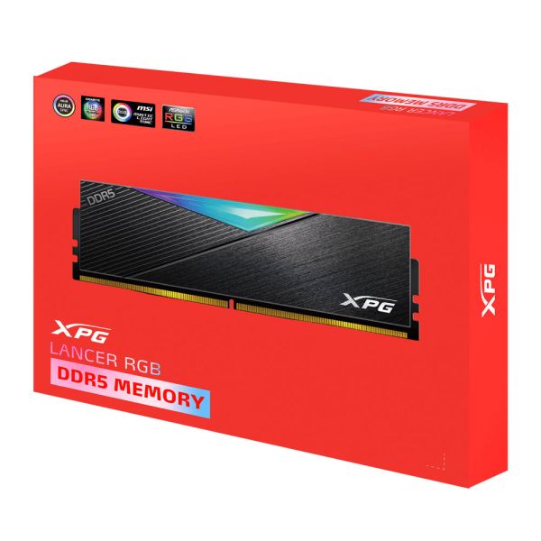 XPG Lancer DDR5 RGB 5200MHz 32GB (2x16GB) UDIMM Desktop SDRAM Memory RAM Kit - Black