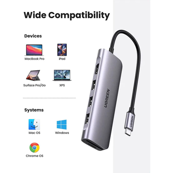 UGreen USB-C 6-in-1 Multifunction Adapter - Space Gray