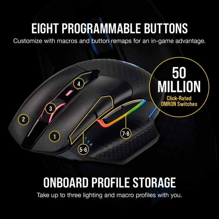 Corsair Dark Core RGB Pro SE Wireless FPS/MOBA 18,000 DPI Gaming Mouse with Slipstream Technology