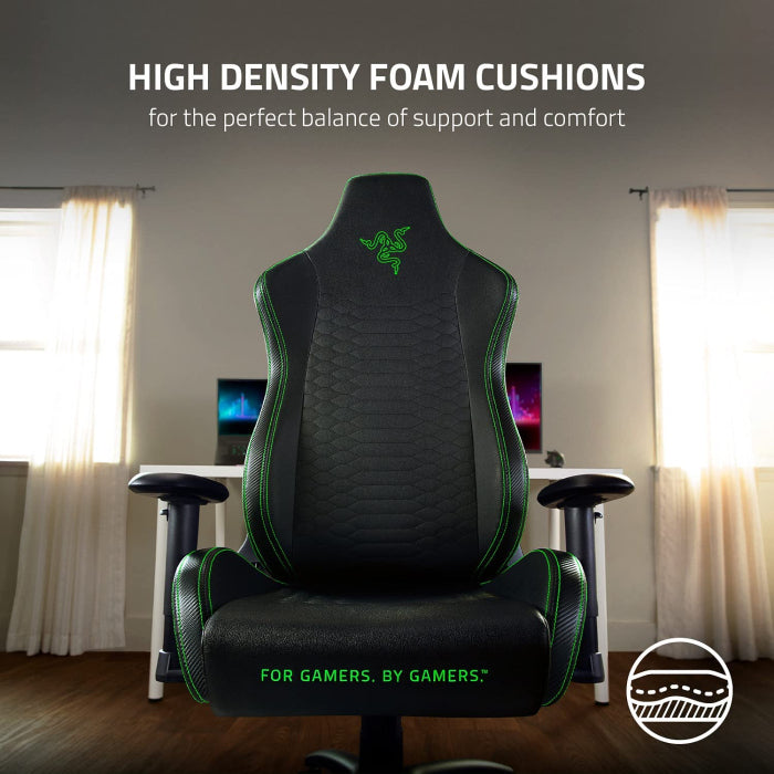 Razer Iskur X Ergonomic Multi-Layered Synthetic Leather Gaming Chair Metal & Plywood Frame Black/Green