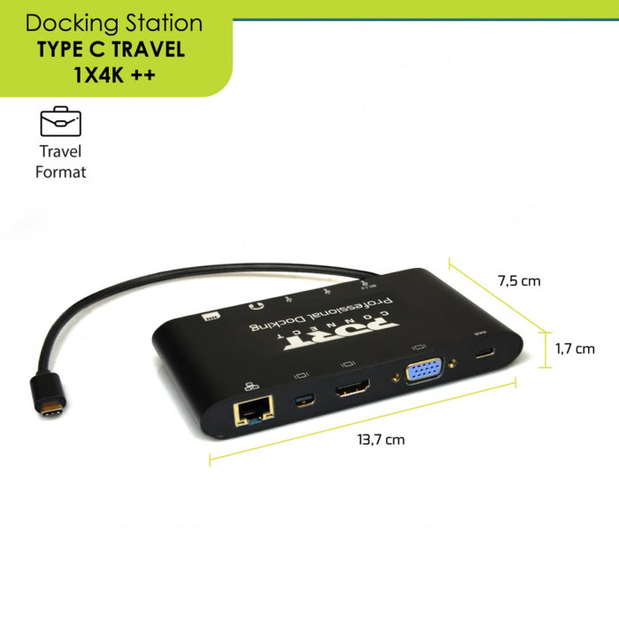 Port Designs TYPE C TRAVEL 1 X 4K ++ Docking Station For Type C 3.1 Gen2