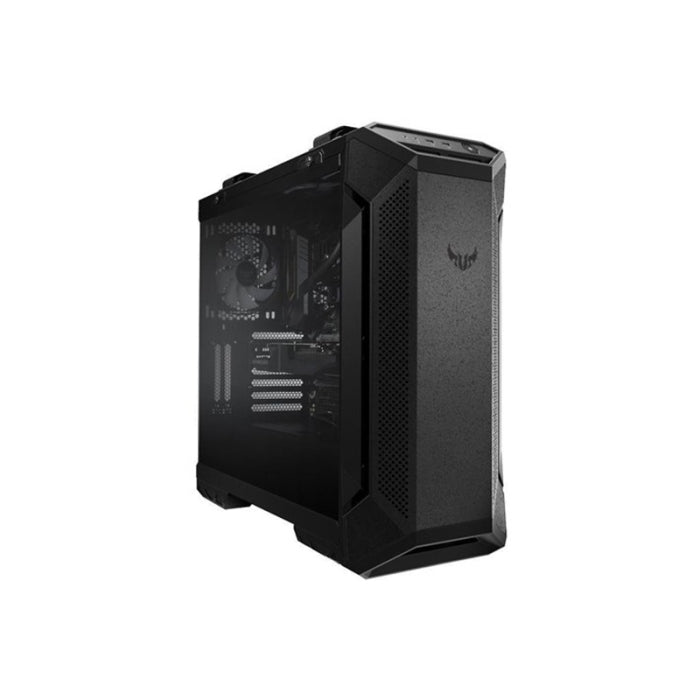 Asus TUF Gaming GT501 Tempered Glass Side Panel Case with Metal Front Panel & Custom TUF Gaming Spatter Pattern - Grey