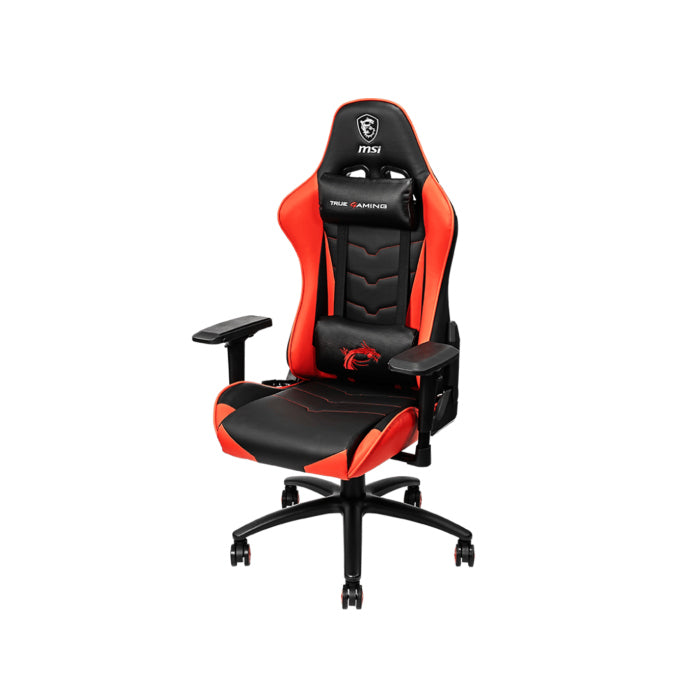 MSI MAG CH120 PVC Leather Steel Base 180° Reliable Backrest Class-4 Gas Lift Piston Tilt Lock Gaming Chair - Black/ Red