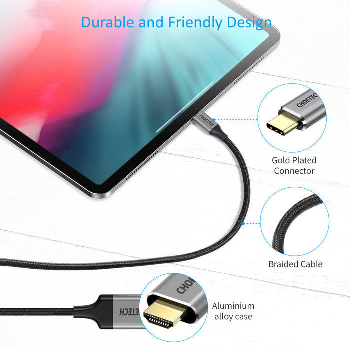 Choetech Type to HDMI Cable  1.8M , Black