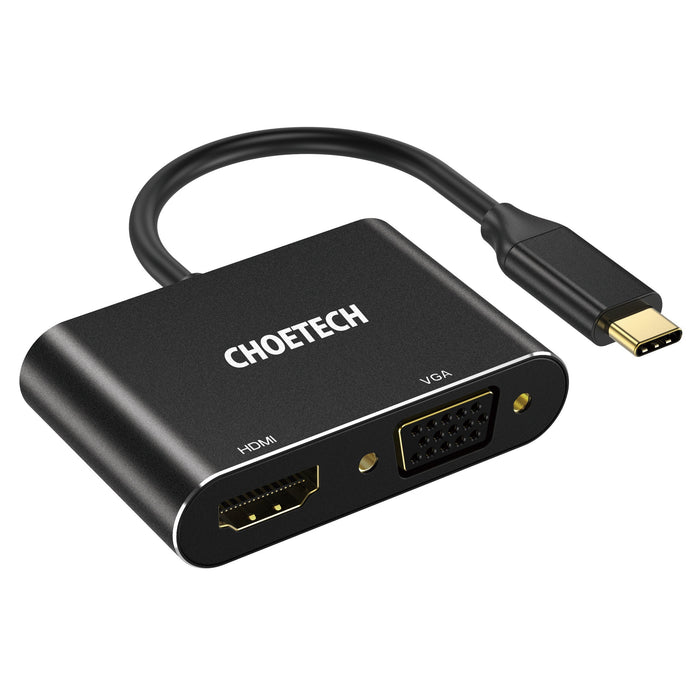 Choetech 2in1 adapter Type C to VGA and HDMI Black