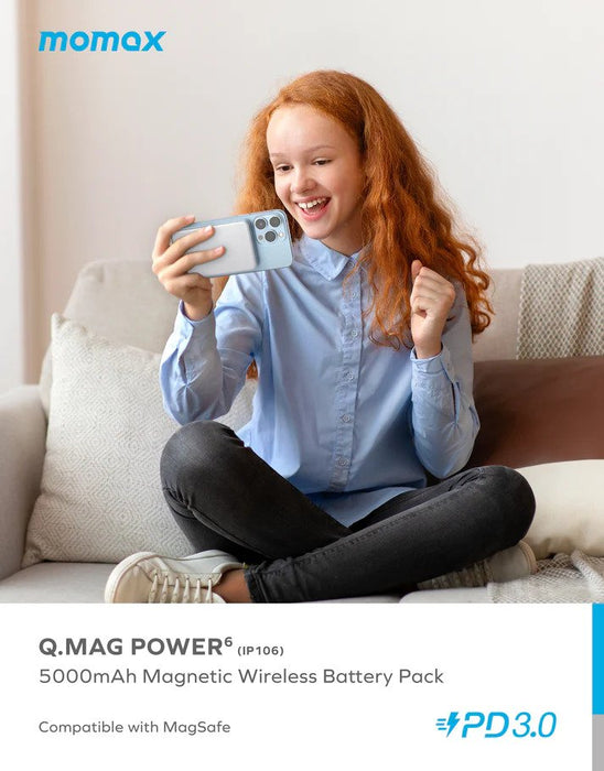 Momax Q.MAG Power 6 Magnetic Wireless Battery 5000mAh (Silver) IP106S
