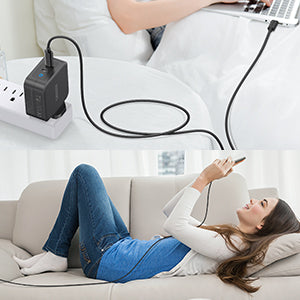 PD 100W GaN dual USB-C UK Charger with CC cable - White