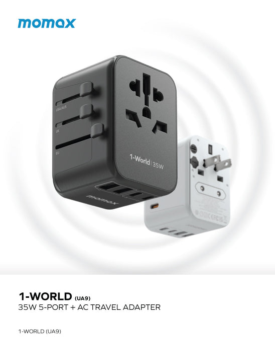 1-World PD35W 5 ports + AC Travel Adapter UA9