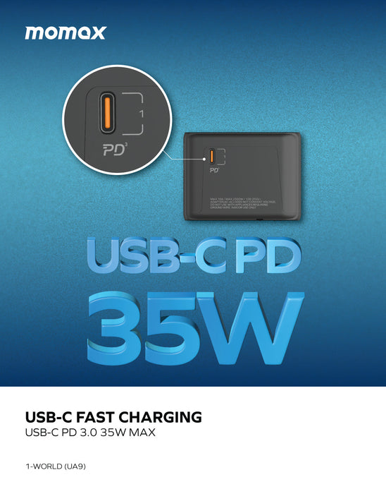 1-World PD35W 5 ports + AC Travel Adapter UA9