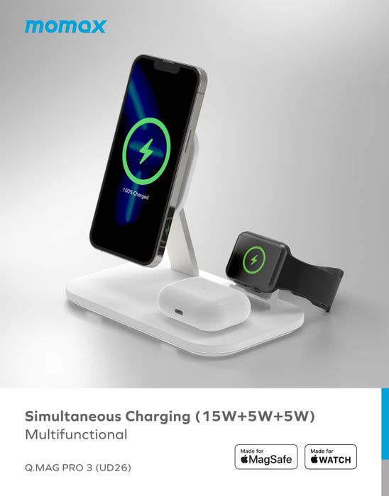 Q.Mag Pro 3 3-in-1 MagSafe Wireless Charging Stand UD26