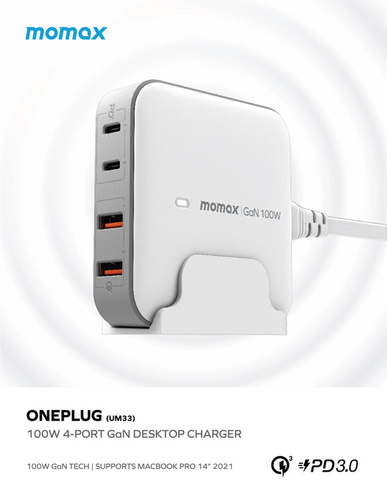 ONEPLUG 100W 4-Port GaN Desktop Charger UM33