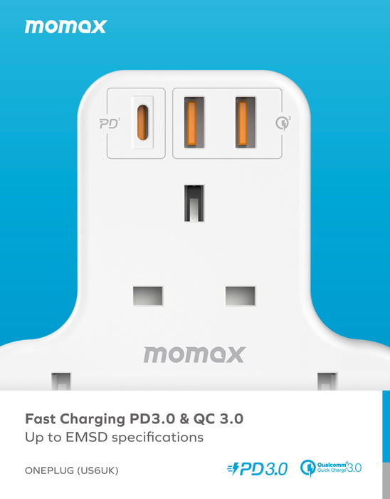 ONEPLUG PD20W 2A1C 3-Position T-Socket US6