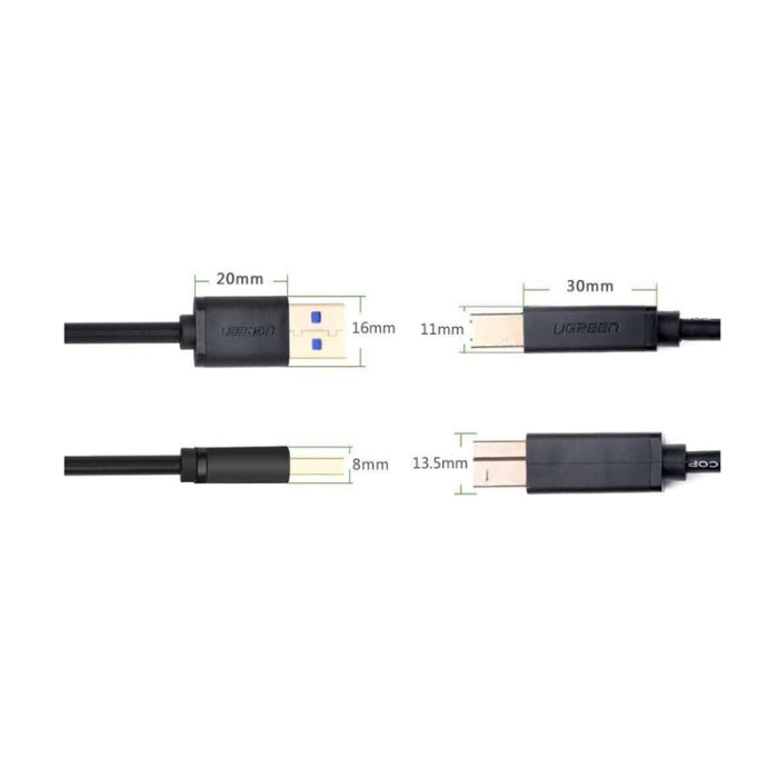 UGreen USB 3.0 A Male to B Male Cable 2M - Black