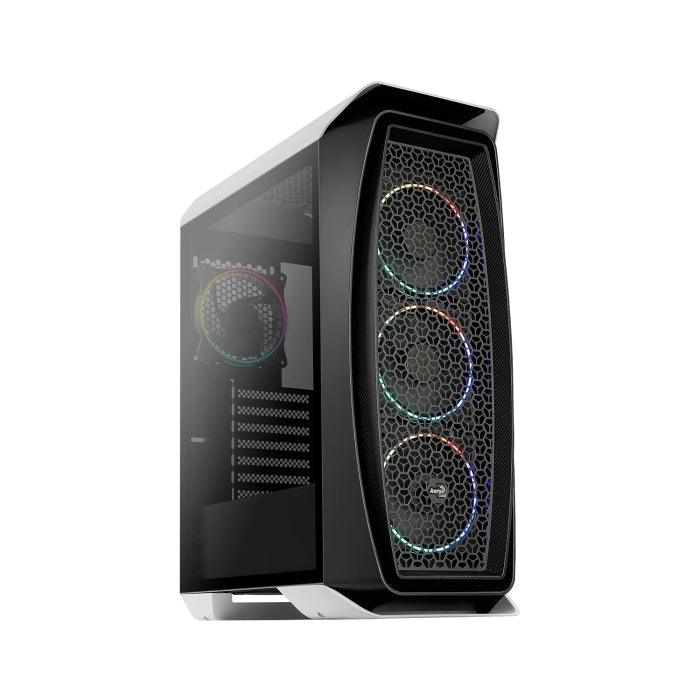 AeroCool Aero One Eclipse Mid-Tower Mesh Front Panel Side Tempered Glass Panel Case with 4 ARGB Fans - Black