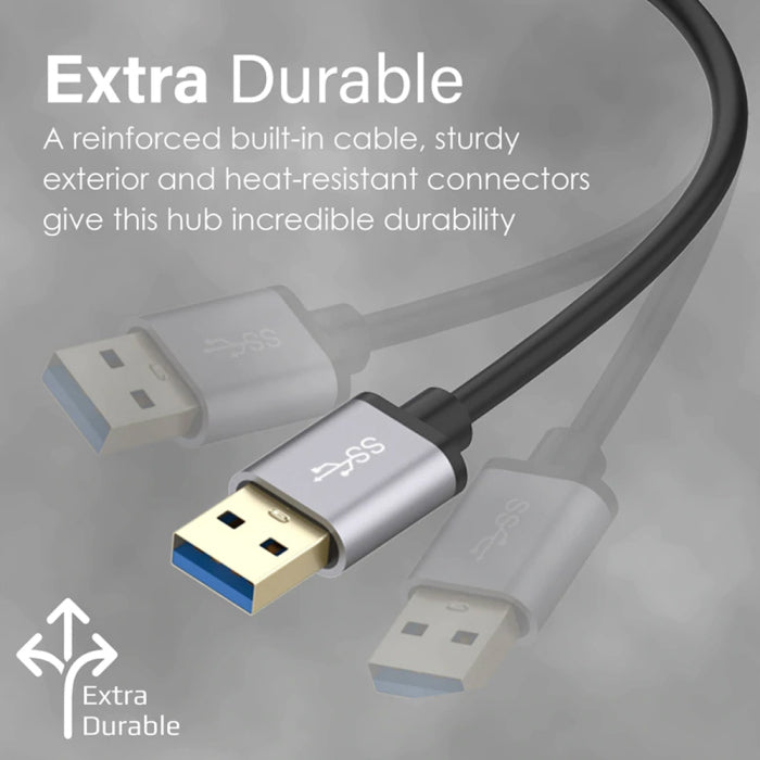 Promate EzHub-7 Aluminium Alloy USB Hub with Dual Input 7 USB Ports USB-C Adaptor 5Gbps Speed For Data & Charge