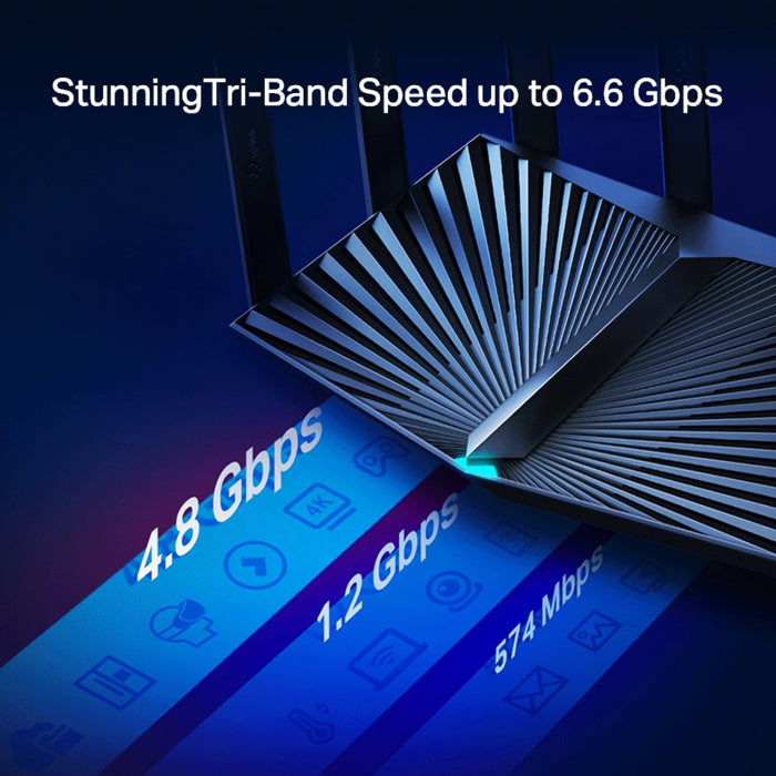 TP-Link Archer AX6600 MU-MIMO Tri-Band Wi-Fi Router - Black