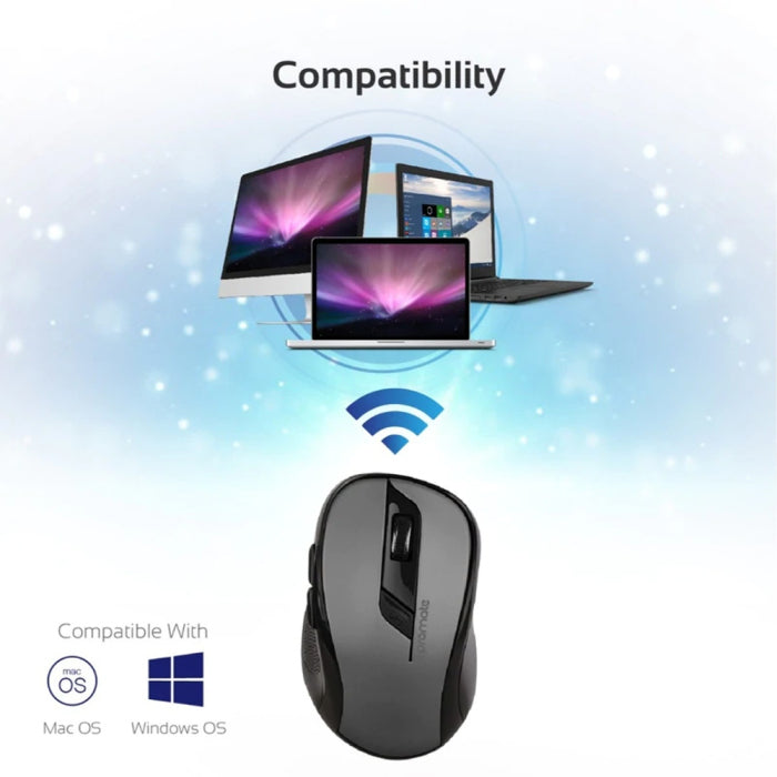 Promate Clix-7 2.4GHz Wireless Ergonomic Optical Mouse - Black