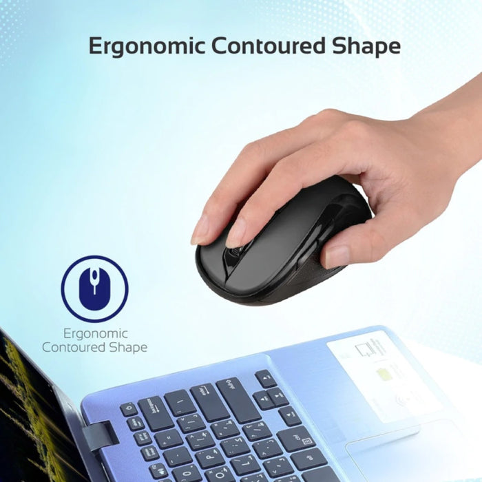Promate Clix-7 2.4GHz Wireless Ergonomic Optical Mouse - Black