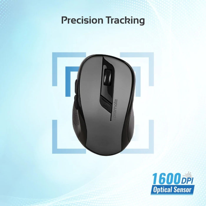 Promate Clix-7 2.4GHz Wireless Ergonomic Optical Mouse - Black