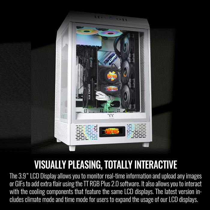 Thermaltake Tower 500 Vertical Mid Tower Fornt & Left Tempered Glass X3 Side Panel Case With 2 ARGB Fans - Snow White
