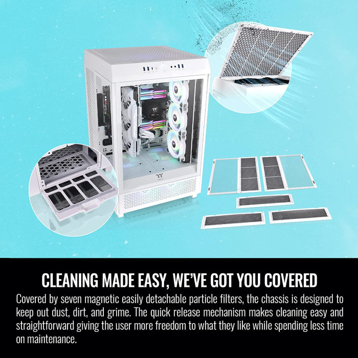 Thermaltake Tower 500 Vertical Mid Tower Fornt & Left Tempered Glass X3 Side Panel Case With 2 ARGB Fans - Snow White
