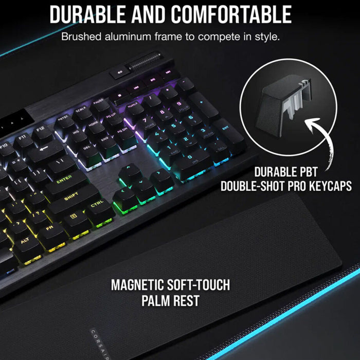 Corsair K70 PRO RGB Optical-Mechanical Gaming Keyboard OPX Linear Switch PBT Double-Shot Keycaps - Black