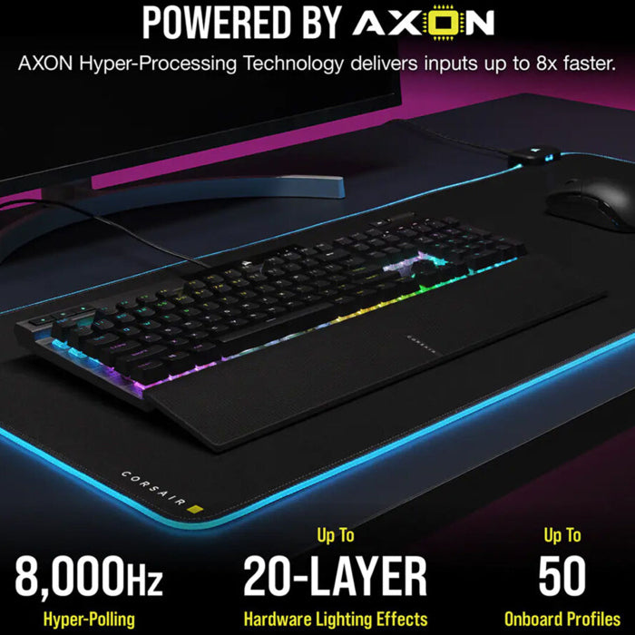 Corsair K70 PRO RGB Optical-Mechanical Gaming Keyboard OPX Linear Switch PBT Double-Shot Keycaps - Black