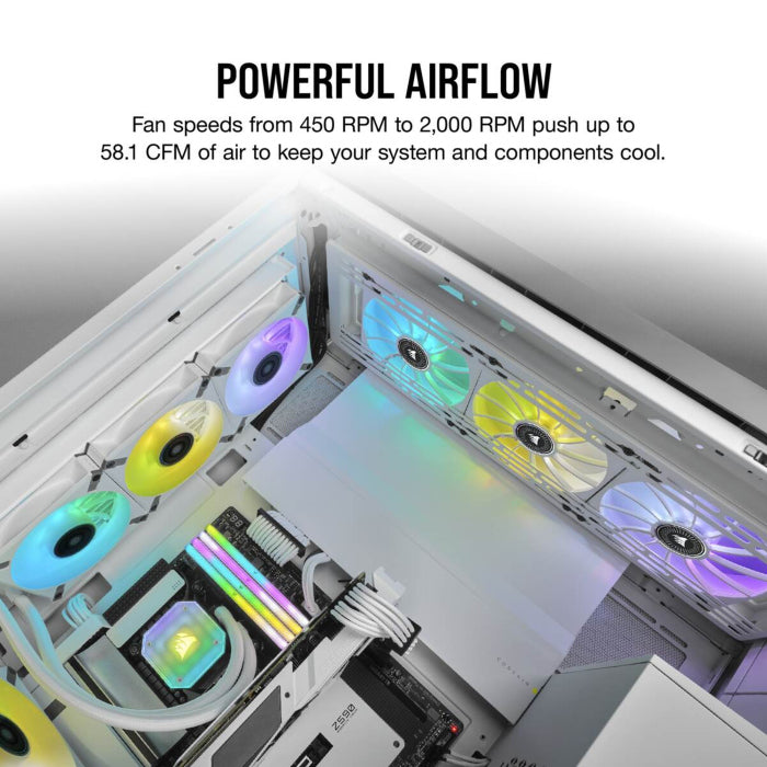 Corsair ML120 RGB ELITE Premium Magnetic Levitation RGB Single Fan With AirGuide Technology - White