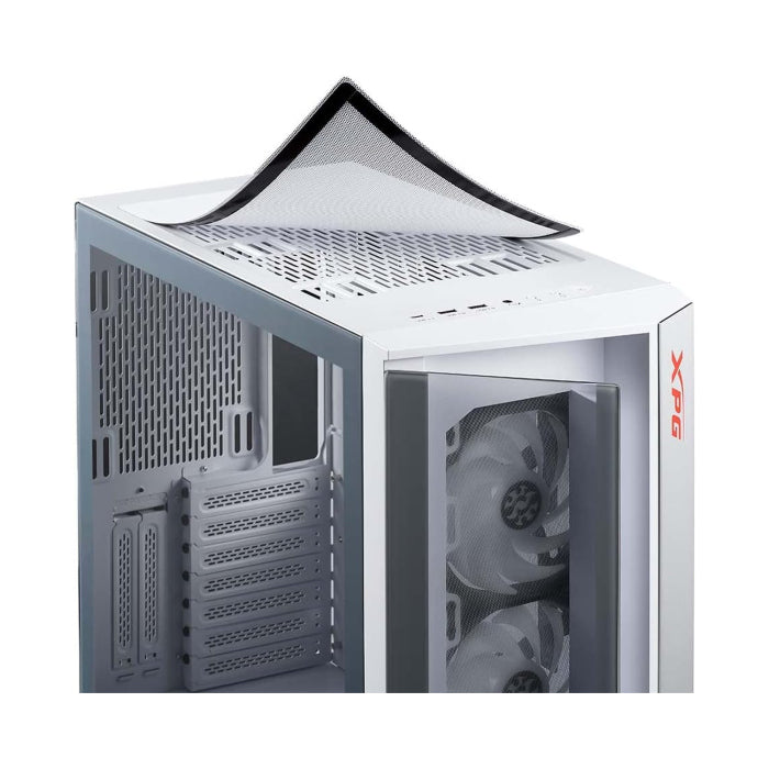 XPG Cruiser Mid-Tower Aluminum Frame Tempered Glass Side Panel Case With 3 ARGB Fans - White