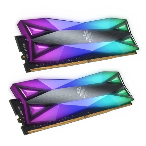 XPG DDR4 D60G RGB 16GB ( 2x8GB ) 3600MHz PC4-28800 CL18-20-20 U-DIMM 288Pins Desktop Gaming Memory RAM - Grey