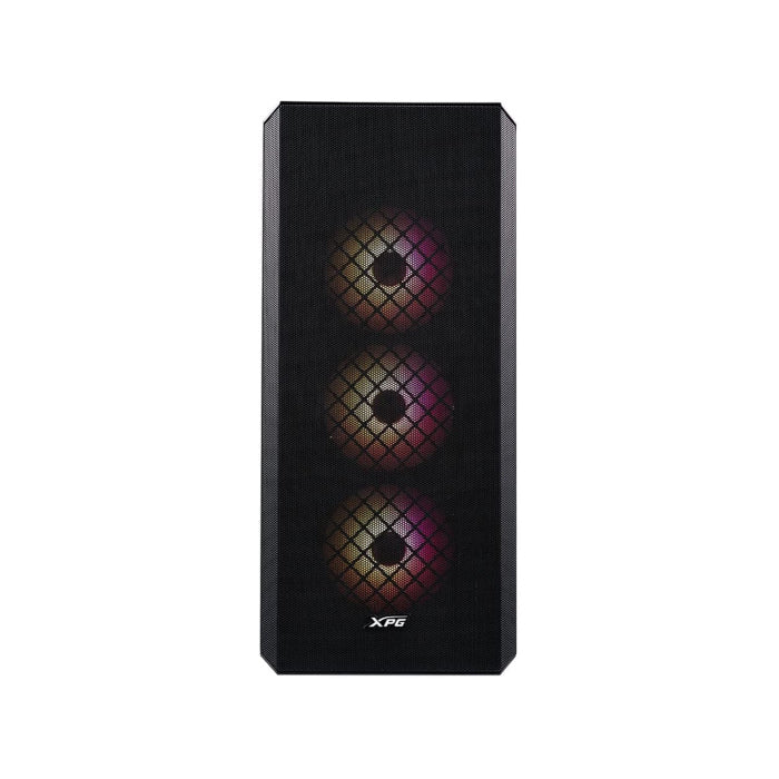 XPG Defender Mid Tower Mesh Front Panel Efficient Airflow Tempered Glass Case With 3 ARGB Fans - Black