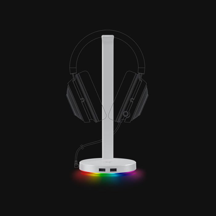 Razer Base Station V2 Chroma Gaming Headset Stand USB Hub - Mercury White