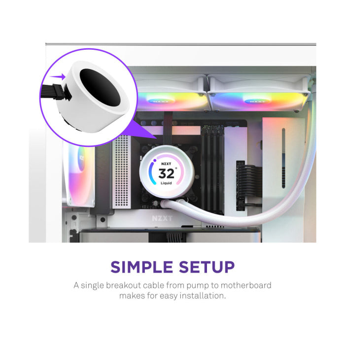 NZXT Kraken Elite 240 RGB 240mm Liquid Cooler With LCD Display - White
