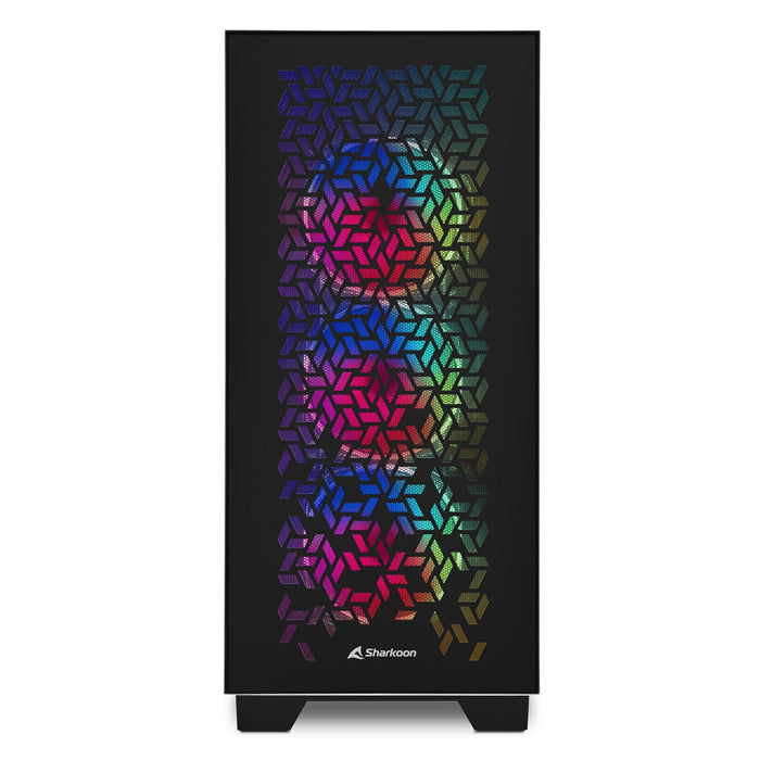 Sharkoon Elite Shark CA300H 2X Tempered Glass 4X ARGB Fans (3 Front & 1 Rear) ATX Mid Tower Case Black