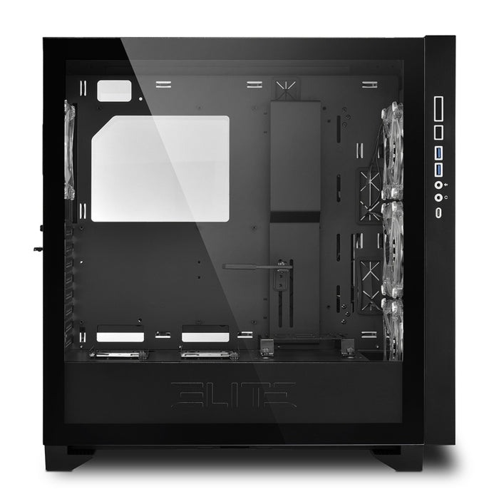Sharkoon Elite Shark CA300H 2X Tempered Glass 4X ARGB Fans (3 Front & 1 Rear) ATX Mid Tower Case Black