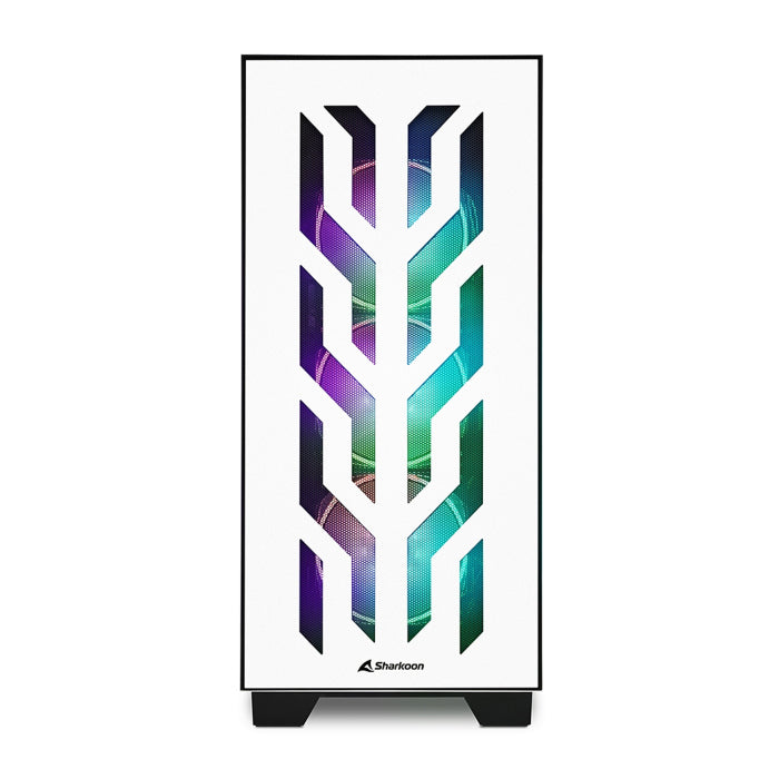 Sharkoon Elite Shark CA300T 2X Tempered Glass 4X ARGB Fans (3 Front & 1 Rear) ATX Mid Tower Case White