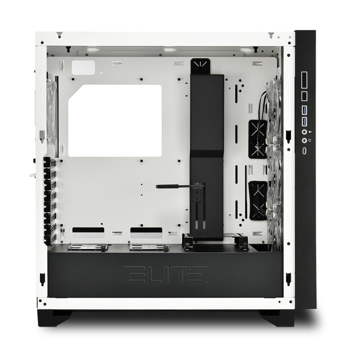 Sharkoon Elite Shark CA300T 2X Tempered Glass 4X ARGB Fans (3 Front & 1 Rear) ATX Mid Tower Case White