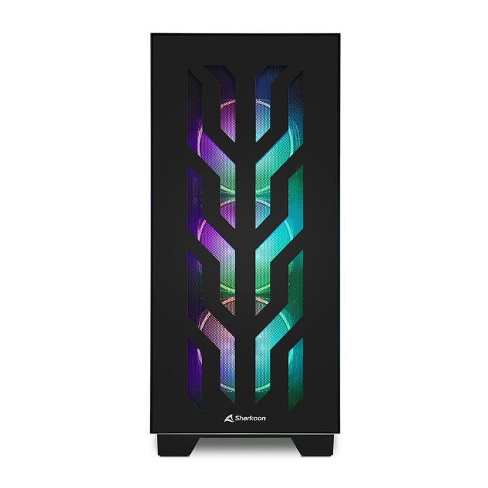 Sharkoon Elite Shark CA300T 2X Tempered Glass 4XARGB Fans (3 Front & 1 Rear) ATX Mid Tower Case Black