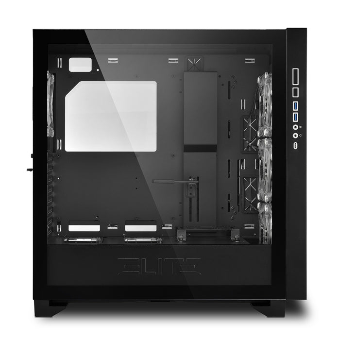 Sharkoon Elite Shark CA300T 2X Tempered Glass 4XARGB Fans (3 Front & 1 Rear) ATX Mid Tower Case Black