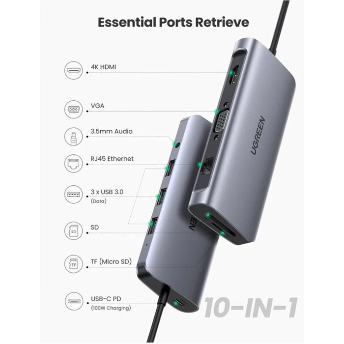 UGreen USB-C 10-in-1 Multifunctional Adapter