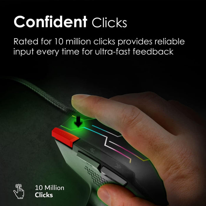 Vertux Kryptonite Superior Quick Performance Wired Gaming Mouse - Kryptonite/Red