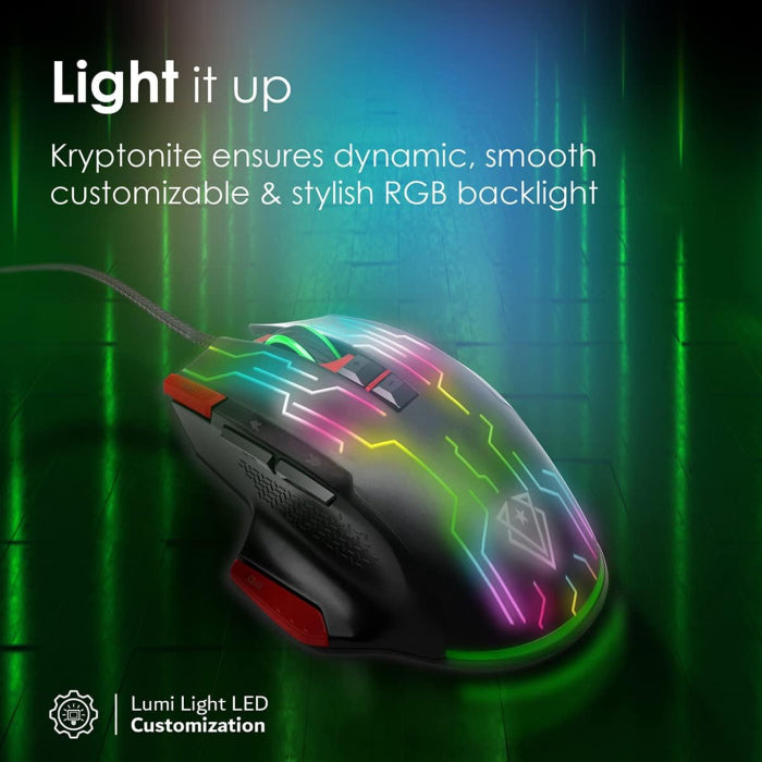 Vertux Kryptonite Superior Quick Performance Wired Gaming Mouse - Kryptonite/Red