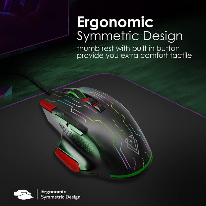 Vertux Kryptonite Superior Quick Performance Wired Gaming Mouse - Kryptonite/Red