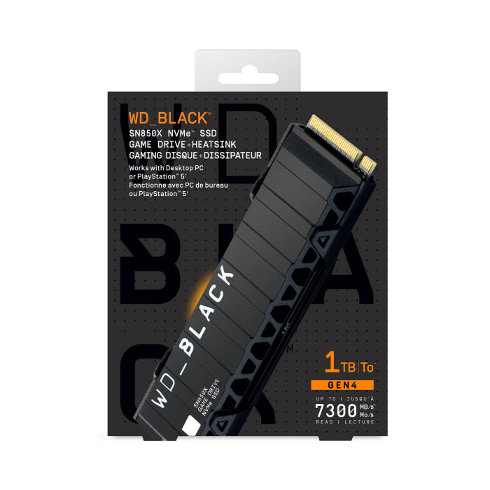 WD 1TB WD_BLACK SN850X Gaming Internal NVMe PCIe 4.0, M.2 SSD with Heatsink, Works with Playstation 5