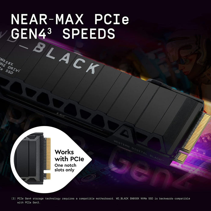 WD 1TB WD_BLACK SN850X Gaming Internal NVMe PCIe 4.0, M.2 SSD with Heatsink, Works with Playstation 5