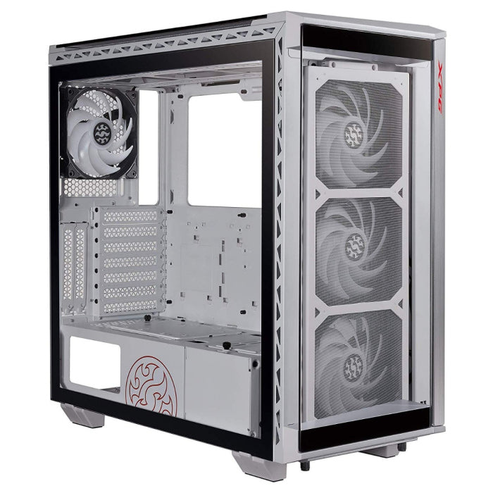 XPG BATTLECRUISER Super Mid-Tower 4-Side Tempered Glass Case with 4 RGB Fans - White